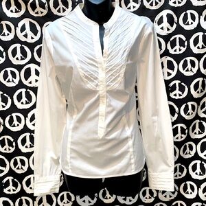 TO THE MAX WHITE BAND COLLAR HENLEY SIDE SPLITS COTTON SHIRT SZ M